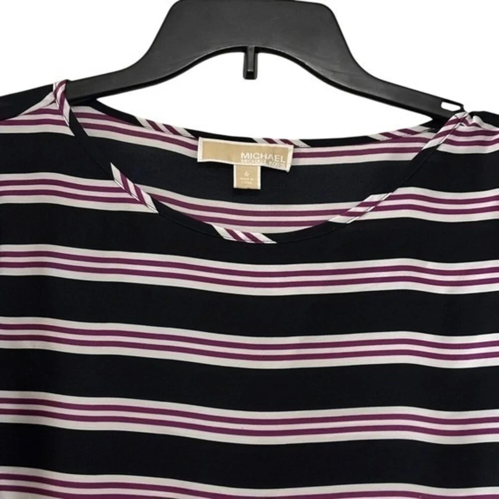 Michael Kors Women's‎ Blouse Sz 6 Striped Chiffon Short Sleeve Dressy Top